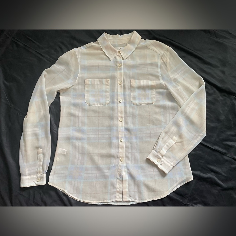 Ann Taylor Loft Sheer Button Down Blouse Womens Size M
